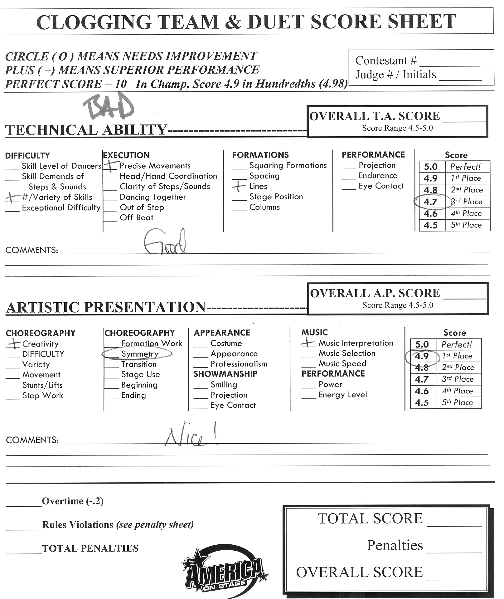 judge tips dance sheets